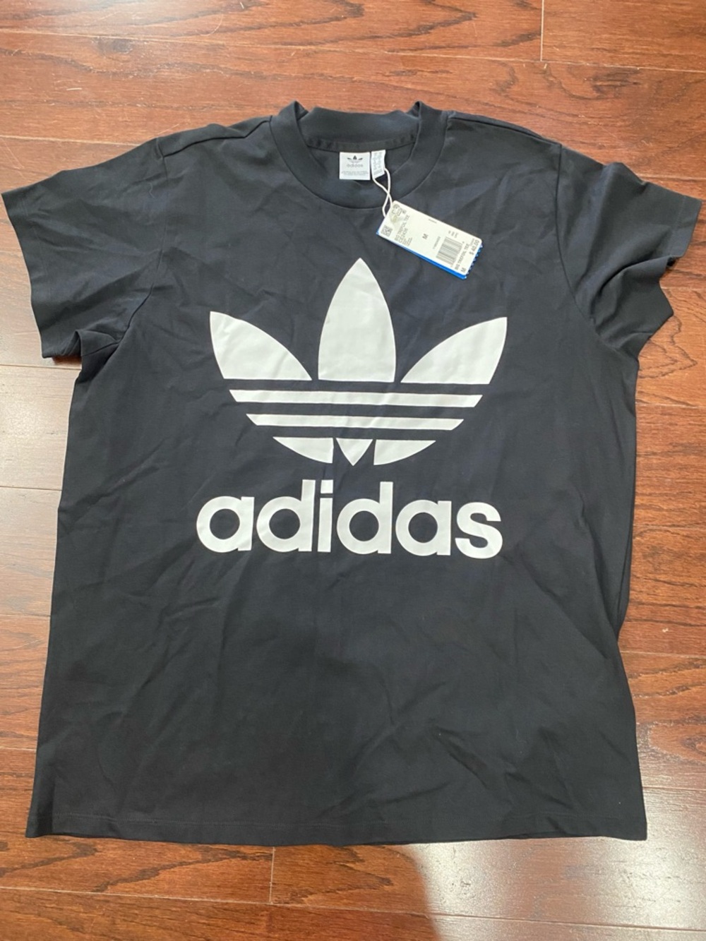 NWT Adidas Shirt  Medium Black Tee Trefoil Short Sleeve Crew Neck Cotton Casual